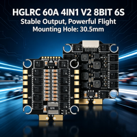 HGLRC 60A 4IN1 ESC 2-6S 8Bit V2 BLS Firmware 30.5mm Mount pour FPV Racing Freestyle UAV
