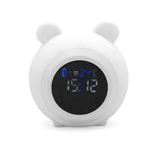 GuangDong Dual Vibrator Bell Speaker Alarm Clock Aura Glow Digital Time Sleep Trainer Alarm Clock With Snooze Led Mirror Clock