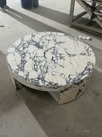 Table basse ronde LANDIVIEW en marbre Calacatta Viola, meuble de salon