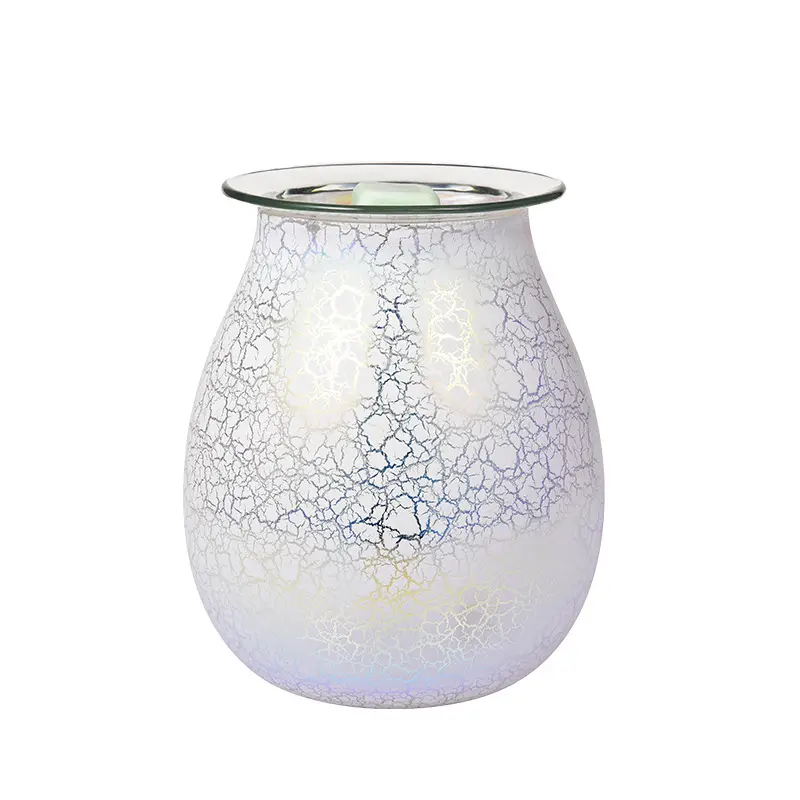 Wax Melt Warmer Glass Electric Oil Burner Fragrance Candle Tart Melter Night Light for Home  Ice Circle