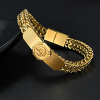 Bracelet tendance en acier inoxydable plaqué or 18 carats avec chaîne cubaine et arbre de vie, style hip-hop, pour homme