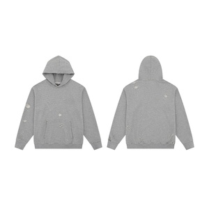 Felpe da <span class=keywords><strong>Uomo</strong></span> Oversize in Cotone 100% 400G <span class=keywords><strong>con</strong></span> <span class=keywords><strong>Cappuccio</strong></span>, Effetto Lavato e Strappi, Stile Streetwear, <span class=keywords><strong>con</strong></span> Logo Ricamato - Vendita all'Ingrosso - Product Image 1