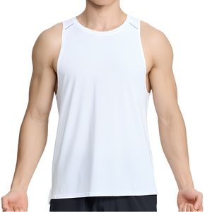 เสื้อกล้ามผู้ชายโลโก้สั่งทำ ผ้าโพลีเอสเตอร์ผสมคอตตอน 100% แห้งเร็ว ระบายอากาศดี สวมใส่สบาย แบบถัก ไม่มีแขน เหมาะสำหรับออกกำลังกาย ฟิตเนส ยิม รับผลิตแบบ OEM - Product Image 1