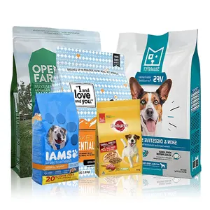 Sacchetti di plastica personalizzati per alimenti per animali domestici con fondo piatto grande Design per gatti reali cani 500g 1kg 2.5kg 10kg 20kg cioccolato capacità
