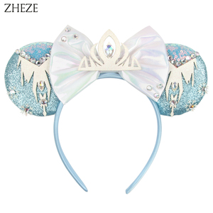 Thiết Kế Phổ Biến Bạn Bè Đảng Cosplay Nữ Hoàng Phụ Kiện Tóc Phim Hoạt Hình Người Tuyết Bông Tuyết <span class=keywords><strong>Sequin</strong></span> Bow Chuột Tai Headband Cho Phụ Nữ - Product Image 3