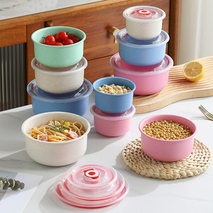 Eco Friendly Unbreakable <strong>Microwave</strong> Safe Kitchen Food Storage Container Lunch Box Wheat Straw <strong>Bowls</strong> <strong>with</strong> <strong>Lids</strong> - Product Image 3