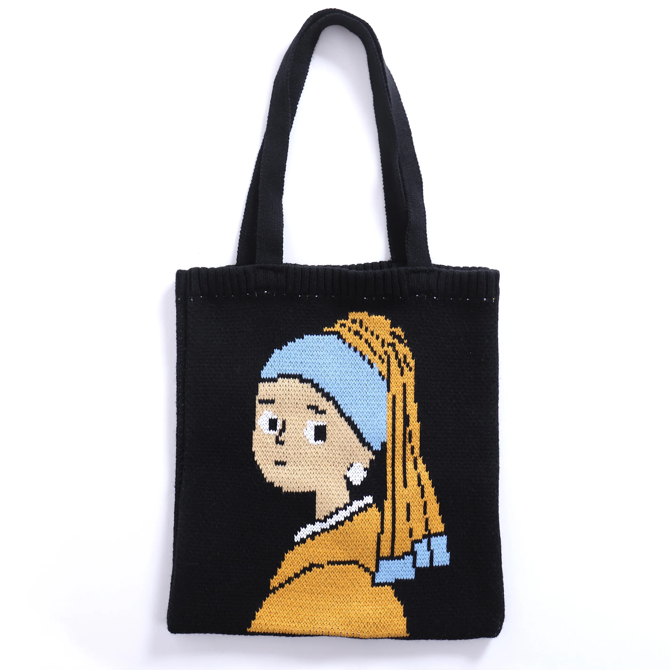 Wholesale Japan Korean Style Girls Packing Bag Knitted Woven Cartoon book One Shoulder Bags