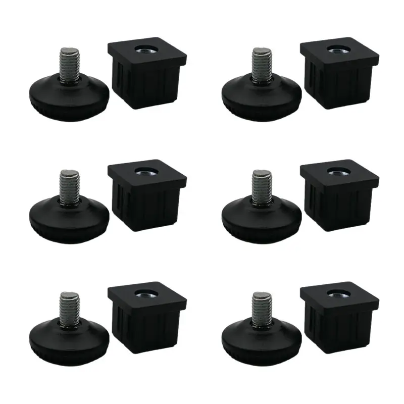 Complete specifications 30*30MM furniture fittings Plastic Metal square tube Insert Kit levelling adjustable feet