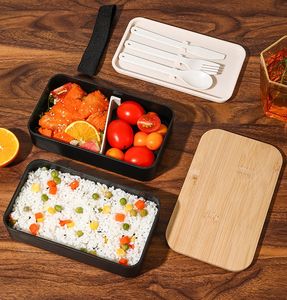 Tapa ecológica de madera de bambú PP <span class=keywords><strong>monocapa</strong></span> japonesa Bento caja doméstica para microondas - Product Image 2