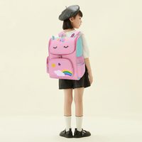 Sac à dos tendance à motif paysager mignon avec cadre externe pour filles et garçons, idéal pour l'école (1ère à 6ème année), protection de la colonne vertébrale et réduction de la charge