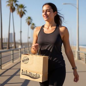 Bolsas de Papel Kraft Marrón de Lujo al por Mayor, 30x30cm, para Comida para Llevar de Restaurantes, Pizza, Compras, con Impresión de Logotipo Personalizado - Product Image 2