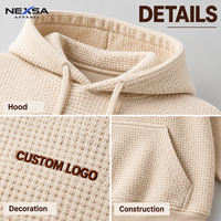 Sweat-shirts et hoodies pour hommes en coton gaufré blanc, personnalisables avec étiquette privée, motif graphique lettres sur la poitrine, coupe classique décontractée