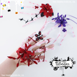 Halloween Skeleton Hand DIY Pipe Cleaner Kit Handmade Spider Lily Bracelet Hair <b>Clip</b> Chenille Stem Craft Material Pack - Product Image 4