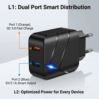 Chargeur de téléphone portable 28W Quick Charge 3.0 avec double port USB, adaptateur secteur intelligent portable rapide pour téléphone mobile