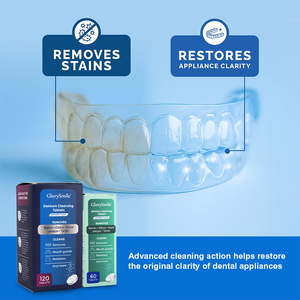 Comprimés dentaires 3-en-1 avancés pour nettoyer, rafraîchir et protéger les prothèses dentaires, saveur menthe, 120 applications - Product Image 3