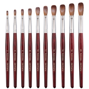 Hot-selling Red Wooden Handle Nail Acrylic Powder <b>Brush</b> with Professional 50%kolinsky Nail <b>Brush</b> Art Customized logo - Product Image 1