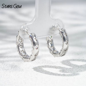 Pendientes de Aro StarsGem de Oro Sólido de 18K con Diamantes Cultivados en Laboratorio de 2.38ct DEF VS, Corte Brillante Redondo, Lujosos, Unisex, Chapados en Rodio - Product Image 5