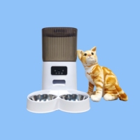 Distributeur automatique d'aliments pour animaux de compagnie (chats et chiens) portable, étanche, écologique, de haute qualité, élégant, avec double bac, capacité de 5 L, rechargeable.
