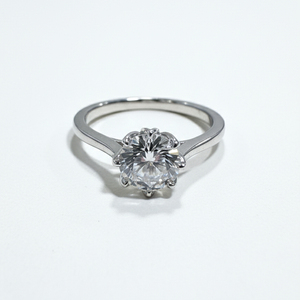 Classic Lab Grown Diamond <b>Solitaire</b> <b>Ring</b> 925 <b>Silver</b> / 10KT 14KT 18KT White Gold Finish Elegant Engagement Jewelry - Product Image 1