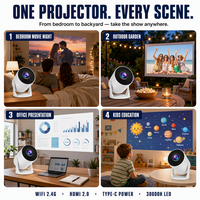 Mini projecteur LCD à courte focale 1080P LED portable 50 ANSI Lumens, rapport de contraste 800:1, rapport 0.6, 0.35, 2.4 mètres, idéal pour chambre à coucher