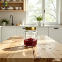 Pot alimentaire en verre carré à col fileté de 230 ml, transparent, multi-usages, pour la maison et la vente en gros commerciale