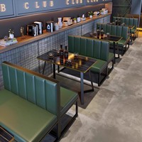 Ensemble de meubles de bar industriels modernes en fer forgé, canapé, table murale, chaise pour taverne, barbecue, restaurant, salon de thé, café, salon