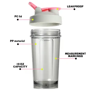 Garrafa agitadora de proteína para academia, garrafa agitadora transparente sem BPA para beber direto para viagens, 500ml sem BPA