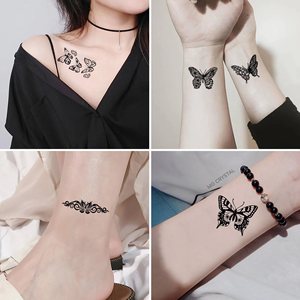 Nuevo Diseño de Papel para <span class=keywords><strong>Tatuajes</strong></span> Temporales de Mariposa Negra Personalizado para Aplicación Corporal <span class=keywords><strong>en</strong></span> <span class=keywords><strong>Brazo</strong></span>, Clavícula y Pecho - Product Image 5