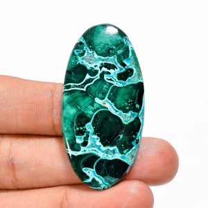 Malachite naturelle Chrysocolle pierre précieuse en vrac 58 Ct forme ovale Cabochon 46X23X4mm pendentif et bague faisant des pierres précieuses IK210 - Product Image 1