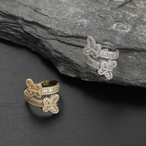 Open <b>Ring</b> Hip Hop's New Copper-<b>set</b> Zircon <b>Ring</b> - Product Image 2