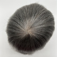Rambut Palsu Pria Kulit PU Injeksi 0.06-0.08mm Alas Super Tipis Rambut Asli India Remy Pengganti Rambut Tahan Lama