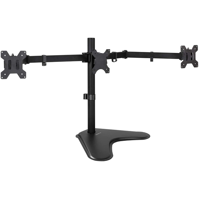MG Triple Monitor Stand Desk Mount Arms 10-27" Screen Monitors Full Motion Swivel High Grade Steel Aluminum 22lbs/Arm Black 45