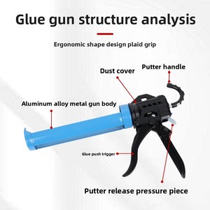 <span class=keywords><strong>Pistola</strong></span> de Extrusión Manual de Grado Industrial Yuemaili, Azul, para <span class=keywords><strong>Pegamento</strong></span>/<span class=keywords><strong>Silicona</strong></span>/Vidrio, Herramienta de Doble Propósito, 3 Rodamientos, 2012A3B, Relación de Empuje 18:1 - Product Image 2
