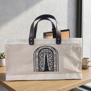 Customized Eco Friendly Jute Tote Bag with Soft Cotton Handles and <b>Drawstring</b> Closure Reusable Medium Size Shopping and Gift Car - Product Image 1
