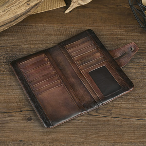 Ando Bag Cartera larga plegable de cuero genuino de vaca estilo vintage con tarjetero con cierre a presión - Product Image 4