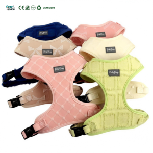 <span class=keywords><strong>Harnais</strong></span> pour chien personnalisé OEM, doux, très élastique, avec nœud en relief, ensemble <span class=keywords><strong>de</strong></span> 5 pièces avec collier, nœud et sac à déjections pour la promenade des Shiba Inu - Product Image 1