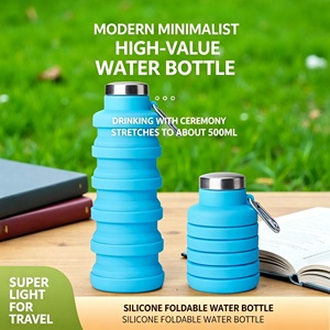 ขวดน้ำพับได้แบบพกพา ซิลิโคน 500 มล. ใช้ซ้ำได้ ปลอดสาร BPA พับเก็บได้ ดีไซน์สปอร์ต ฝาเปิดแบบพลิก สำหรับกิจกรรมกลางแจ้ง - Product Image 2