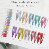 HEMA TPO FREE Vernis Gel Effet Œil de Chat Perles de Verre Légères 10 Couleurs Gelée Haute Qualité 9D Cristal UV Kit de Vernis à Ongles en Gel