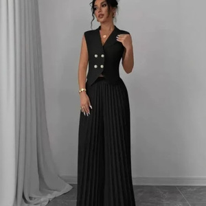 Conjunto de Dos Piezas para Mujer, Chaleco y Pantalones, Color Blanco Sólido, Traje Casual, Tallas SMLXLXXL, Origen Transfronterizo Europa, América, Sudeste Asiático - Product Image 2