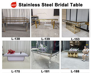 Table LEDA de luxe en verre transparent avec cadre en métal doré pour salle de mariage, thé de l'après-midi, fête d'anniversaire, repas en plein air pour hôtels - Product Image 6