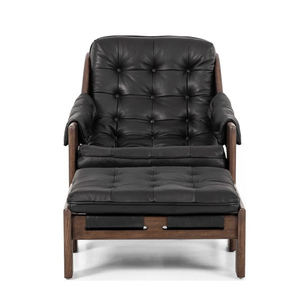 Hôtel nordique rétro <span class=keywords><strong>fauteuil</strong></span> inclinable cadre en bois de chêne salon sièges en <span class=keywords><strong>cuir</strong></span> noir chambres modernes salon <span class=keywords><strong>Club</strong></span> chaise d'appoint - Product Image 5