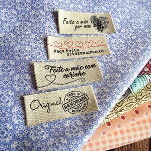 Tela de algodón orgánico personalizada, logotipos de marcas, impresión digital, etiquetas de ropa tejidas y plegadas, ropa y equipaje, etiquetas para camisas - Product Image 3