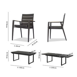 Ensemble <span class=keywords><strong>de</strong></span> <span class=keywords><strong>table</strong></span> et <span class=keywords><strong>de</strong></span> chaises <span class=keywords><strong>de</strong></span> salle à manger en aluminium moderne pour l'extérieur, meubles extensibles pour hôtel, <span class=keywords><strong>jardin</strong></span>, terrasse - Product Image 5