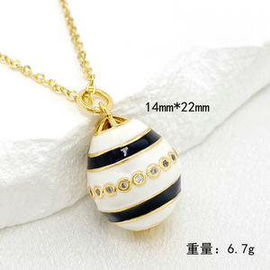 <span class=keywords><strong>Collar</strong></span> con Colgante de Huevo Fabergé Vintage Esmaltado - Product Image 2