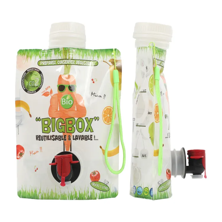 Saco pessoal de personalização shaped1 litro, sacola de recarga líquida para suco e bebidas