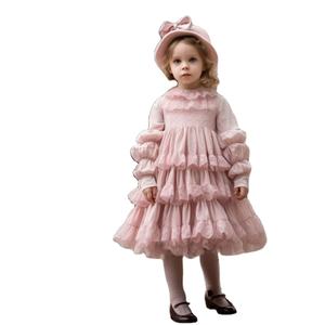 Robes espagnoles en dentelle pour bébé, robe rose pour filles, volants, vente en gros de vêtements pour enfants, vêtements pour enfants de 2 à 6 ans - Product Image 1