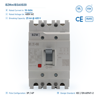 Disjoncteur automatique Eaton BZM 20A 3 pôles 25kA thermique magnétique 400V AC 50/60Hz à boîtier moulé pour la distribution d'énergie