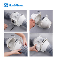 Ventilateur de gaine en ligne Hon&guan homologué CE, 10 pouces, 100V 240V, ventilation, extracteur d'air pour tentes de culture et lieux publics