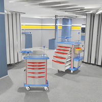 Chariot d'urgence en plastique ABS de haute qualité, design moderne, chariot médical pour usage hospitalier