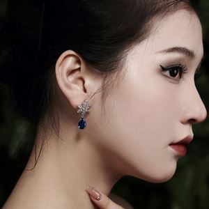 Dylam Exclusive Design S925 Silver <b>Fine</b> Jewelry Women Gifts Marquise Tear Flower Leaf Shape 5A Zirconia <b>Stud</b> <b>Earrings</b> - Product Image 2